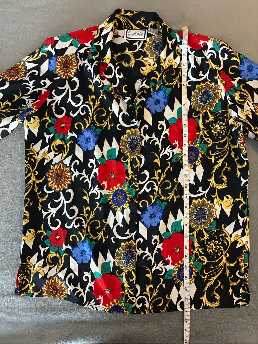 VINTAGE!! Carroll Reed Colorful Floral Bold Patterned Blouse Button Up - Picture 7 of 8